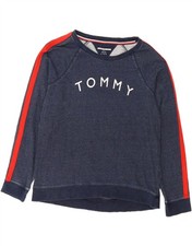 TOMMY HILFIGER Womens Sweatshirt Jumper UK 18 XL Navy Blue Colourblock BV06