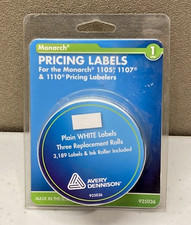 Genuine Monarch 1105,1107,1 Labels Plain White, 3 Replacement Rolls  Ink Roller