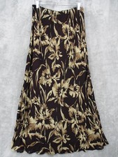 Vintage Carole Little Skirt 14 Floral Maxi A Line Crinkle Bohemian Lined Pull On