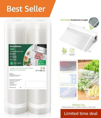 8'' x 20 ft Vacuum Sealer Rolls - Reusable Bags for Freezer Storage & Cooking