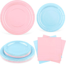 48-Piece Baby Gender Reveal Party Supplies - Plates  Napkins for 16