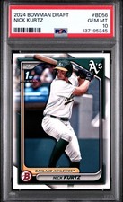 2024 Bowman Draft Nick Kurtz BD-56 ROOKIE PSA 10 Gem Mint Oakland Athletics 1st