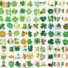 180Pcs St-Patricks Day Temporary Tattoos - Shamrock St Patrick's