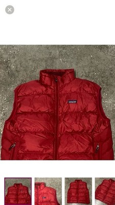 Vtg Patagonia Hi-Loft Goose Down Sweater Puffer Insulated Vest Mens Large Red