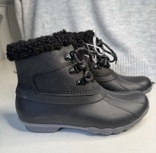 Sperry Women's Size 6.5 Saltwater Alpine Black Leather Duck Boots