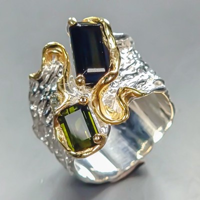 Expensive gems Natural Tourmaline Ring 925 Sterling Silver Size 7 /R451099