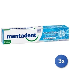 3X Mentadent Toothpaste 75 ML. White System Crystal Gel