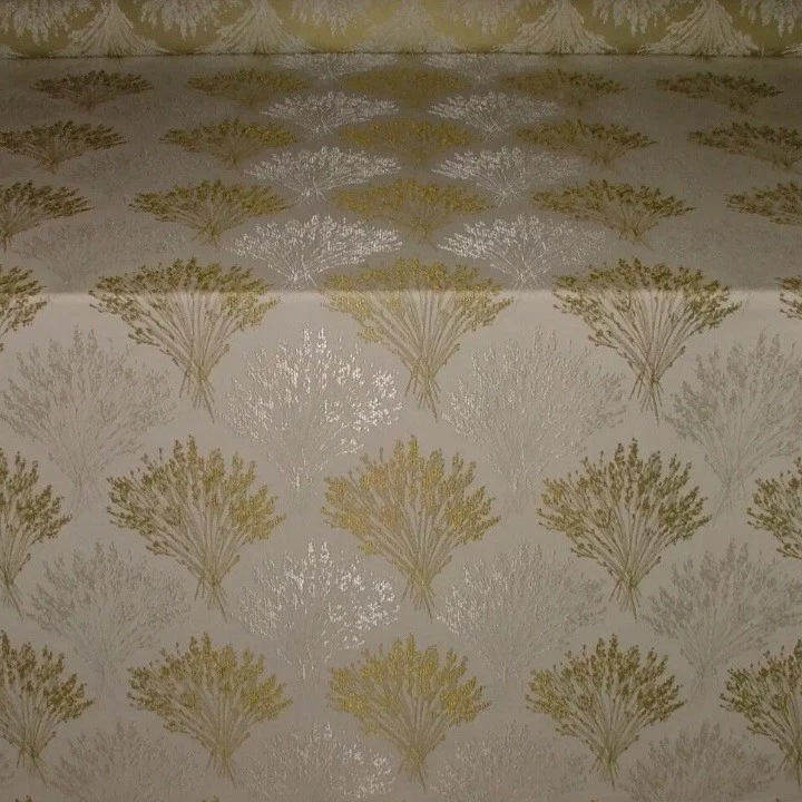 6.33  Metres Gold Ivory Wheat Woven Jacquard Fabric Curtain Upholstery Cushion - Image 4 of 4