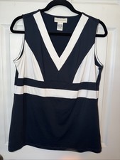 Doncaster Women s 2 Piece Set Size 12 Navy White Sleeveless Top Skirt
