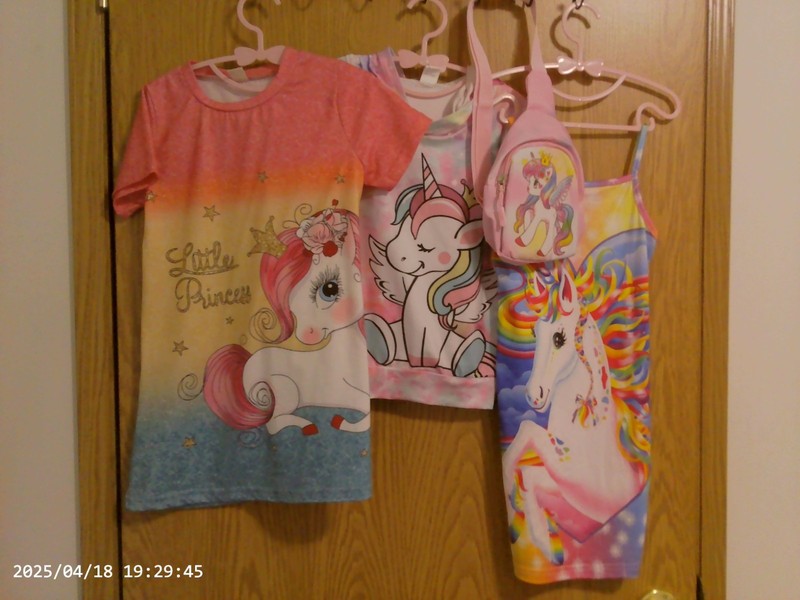 New Girls' Unicorn Items (Hoodie, Nightgown, Dress & Purse)  Age 3-4