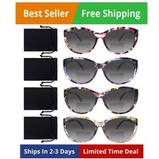 4 Pack Bifocal Reading Sunglasses for Women Men Fashion UV400 Protection Sun ...