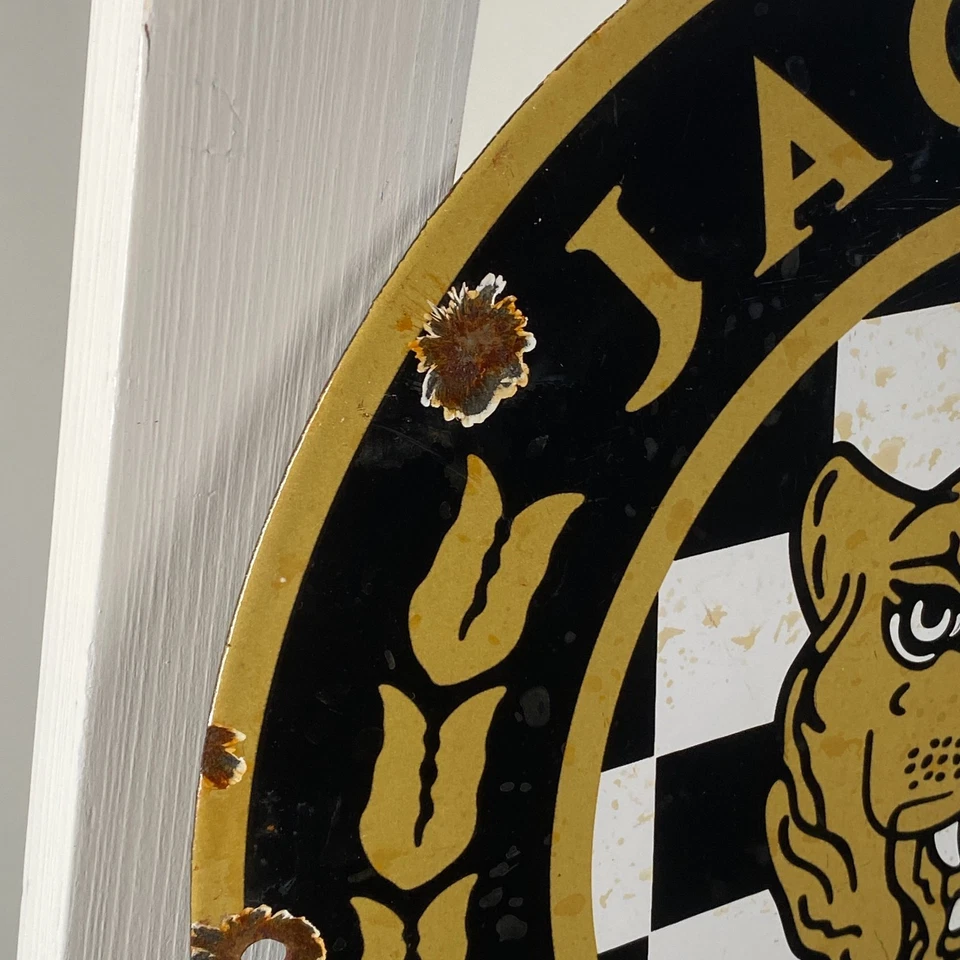 Jaguar Enamel Sign - Ø 30cm (11.8") - Rare Old-Looking Vintage Garage Decoration - Image 3 of 4