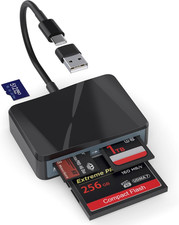 SD Card Reader, 4 in 1 USB C to SD/TF/CF/MS Card Reader with USB to USB C