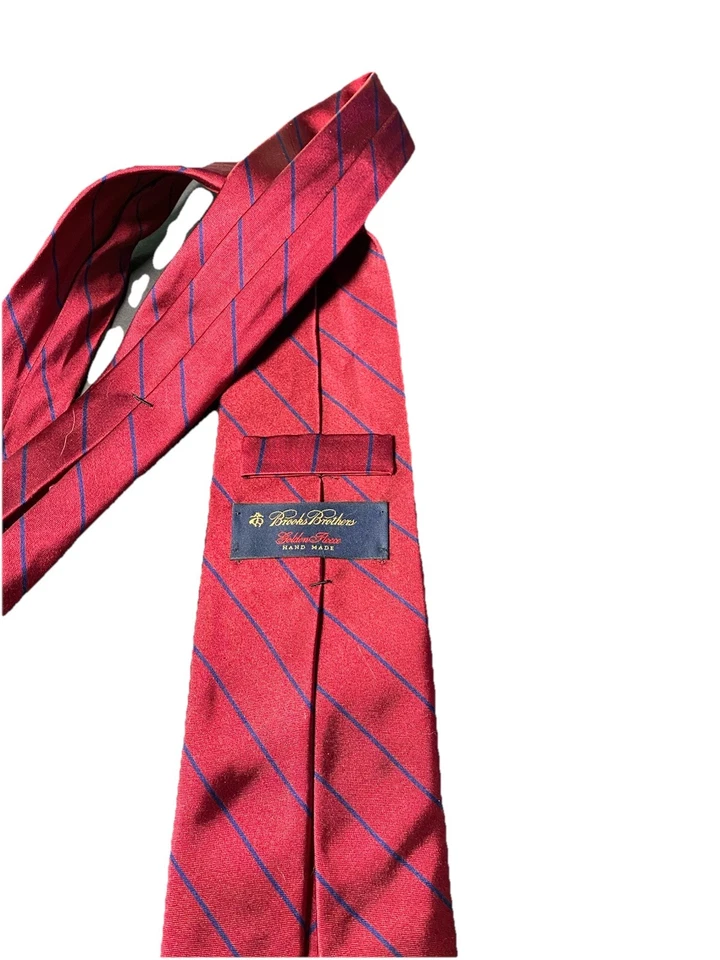 Галстук Brooks Brothers Golden Fleece Seven Fold красный/бордовый с синими полосками - Изображение 2 из 4