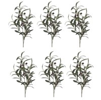 6Er Set KüNstliche Olivenzweige H. 75Cm GrüN Braun Emerald Kunstblumen