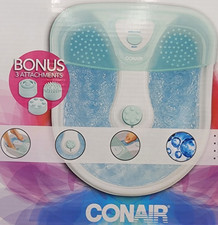 CONAIR Body Benefits Bubbling Foot Spa Bath Deep Basin 3 Attachment BONUS Blue