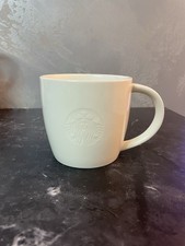 Starbucks 2011 Grande White Embossed Ceramic 'G' Grande Coffee Mug 16oz VGC