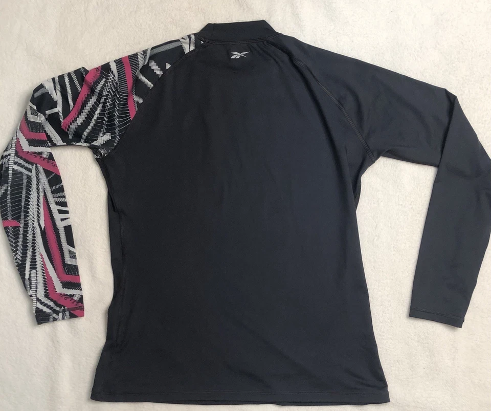 REEBOK thermal mock neck running shirt | XL With Graphic Sleeve Dark Navy Blue - Image 2 of 4