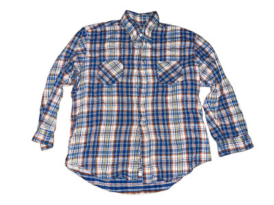 Vintage Flannel Cotton Shirt Veneto by Seaton sz XL Plaid Grunge 90 s
