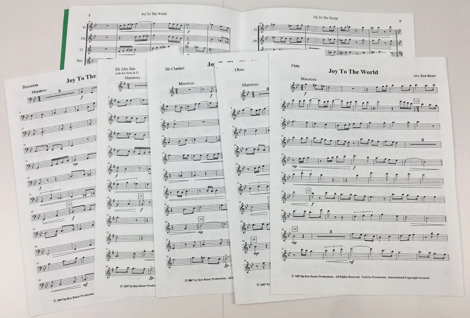 Joy To The World Christmas Advent Sheet Music Woodwind Quintet by Ken Bauer - Image 4 of 4