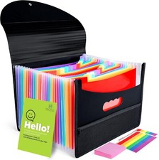24 Pockets Expanding File Folder Organiser Including Label Tag & 100 Sticky Note