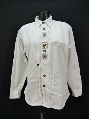 Size S costume shirt Picdor cotton white edelweiss embroidery costume shirt th1551