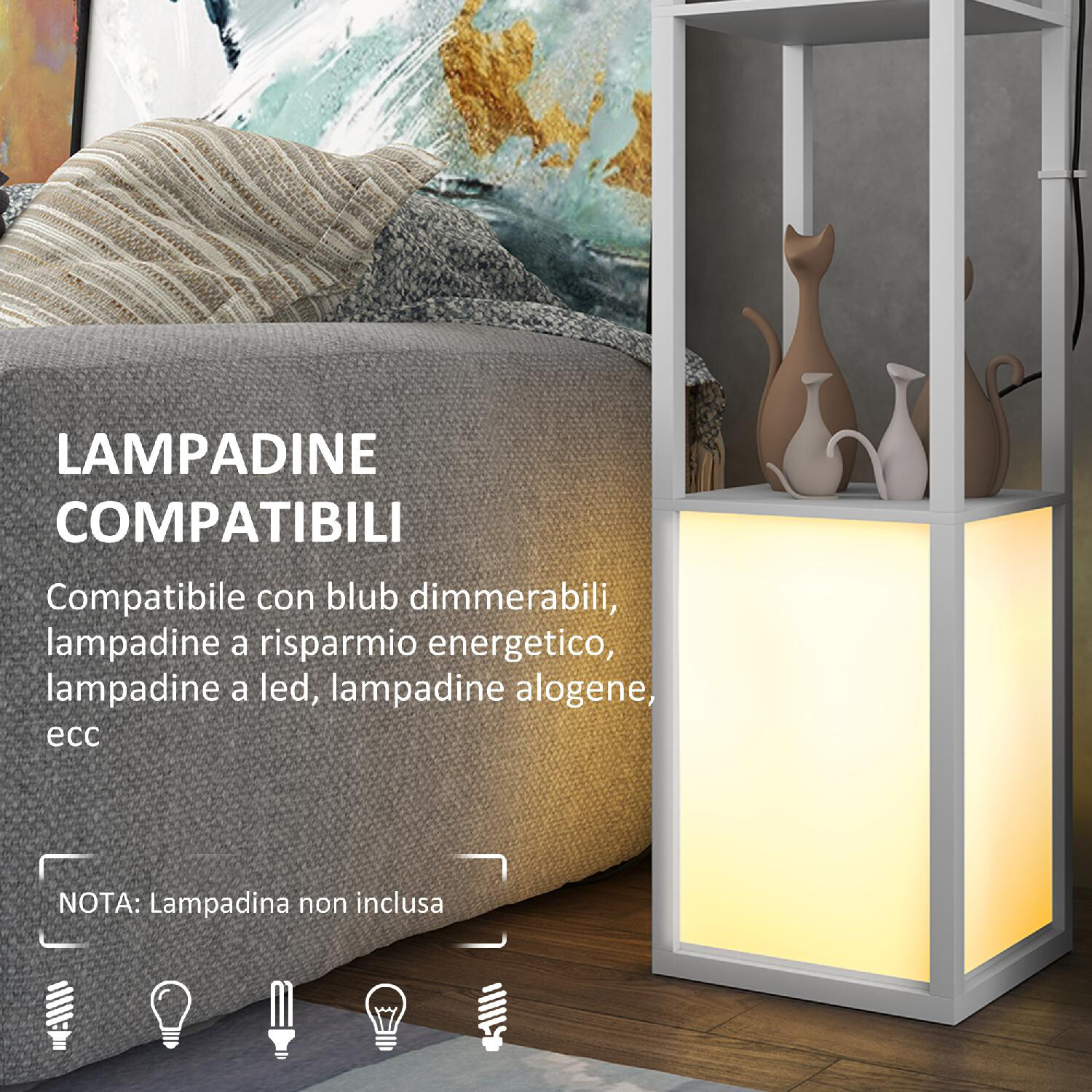 Lampada da Terra Moderna DecHome con 2 Paralumi foto 6
