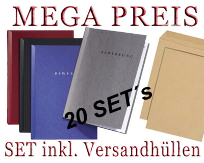 20 Bewerbungsmappen von Pagna Typ START / 2-teilig + Zubehör - farblich sortiert