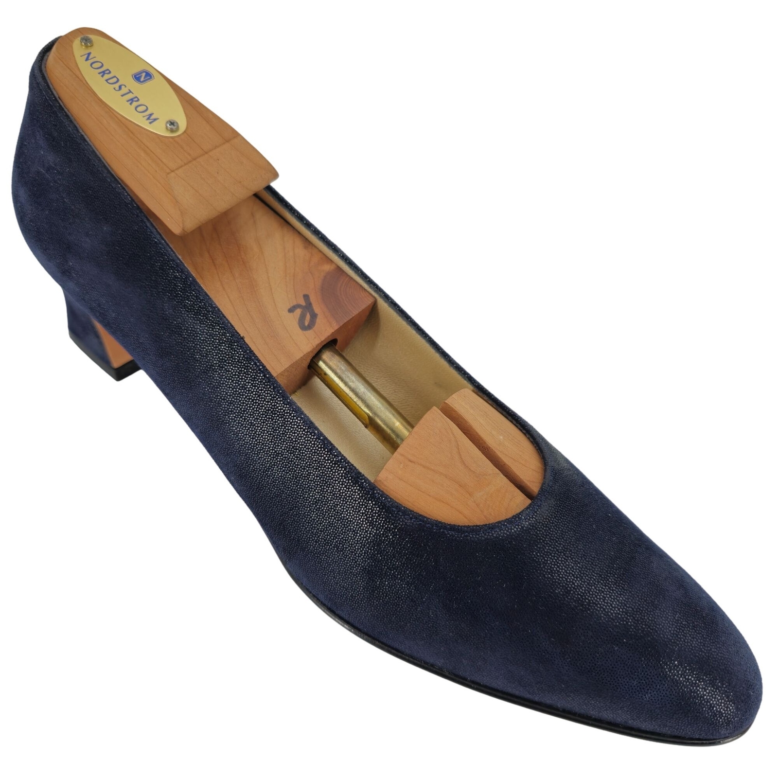 Vintage Salvatore Ferragamo Women's Navy Blue Heels Dress