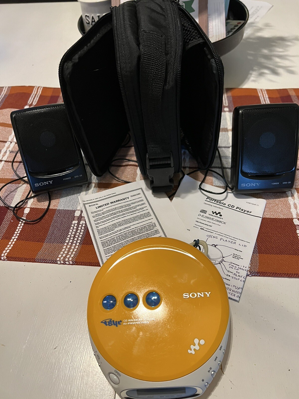 SONY CD Walkman Yellow PSYC DEJ360 Portable CD Player G ProtectVG W