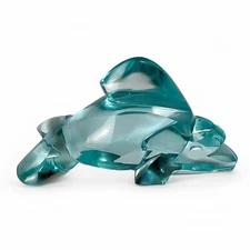 Geometric Blue Glass Dolphin Figurine