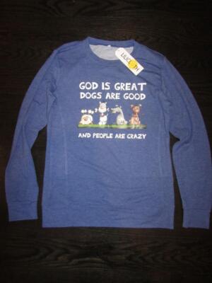 LiliCloth Blue Shirt Long sleeve Graphic Funny Dog Sweatshirt top