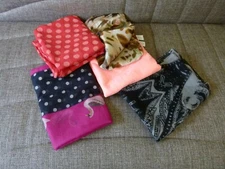 Lot of 5 Pcs Scarves Various Colors And Patterns: 4 Light Scarf and 1 Infinity