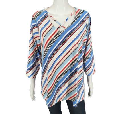 Sport Savvy Womens Top 1X Plus Size Printed Crossover V-Neck Blouse