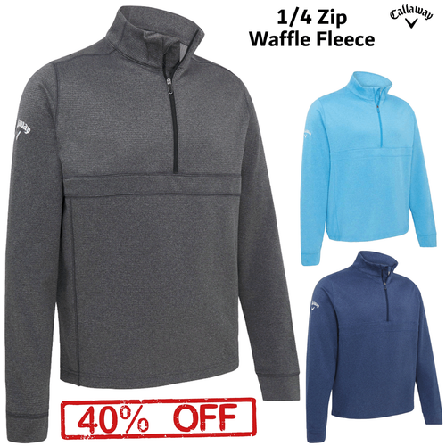 CALLAWAY GOLF PULLOVER MENS GOLF JUMPER 1/4 ZIP GOLF TOP WAFFLE FLEECE