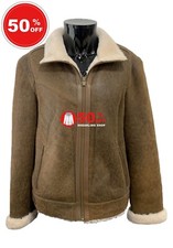 Mens B3 Shearling Sheepskin Leather Jacket Fur Flying Bomber RAF Jacket 1125