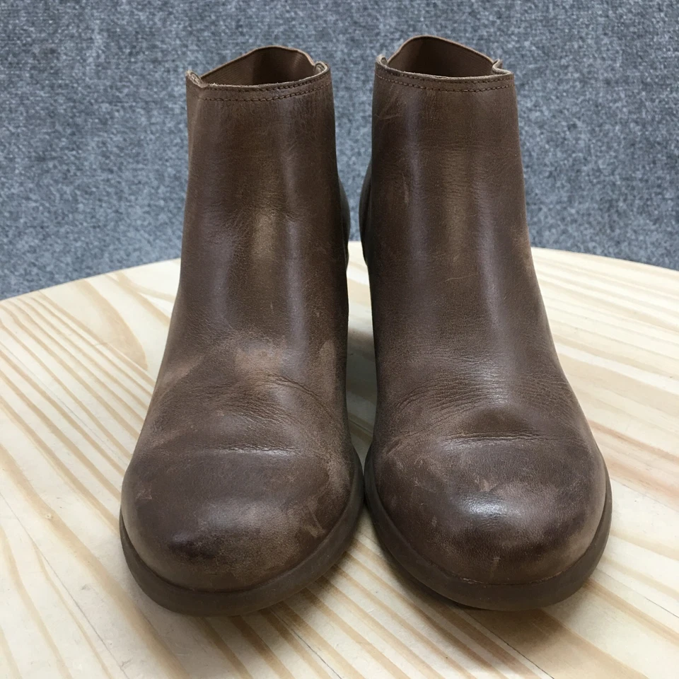 Botas Hush Puppies para mujer 9M botín al tobillo cuero marrón cuña punta almendra Foto 4 de 4