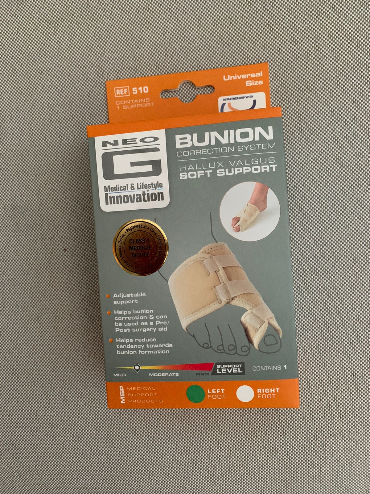NEO G Hallux Valgus Soft Support Bunion Correction System Ref 510 LEFT FOOT