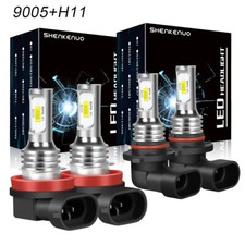 4x 9005 H11 Combo LED Headlight High Low Beam Bulbs Kit 6000K Super White Bright