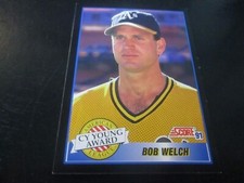 BOB WELCH     (oakland athletics)   1991 score CY YOUNG AWARD card #877 mint