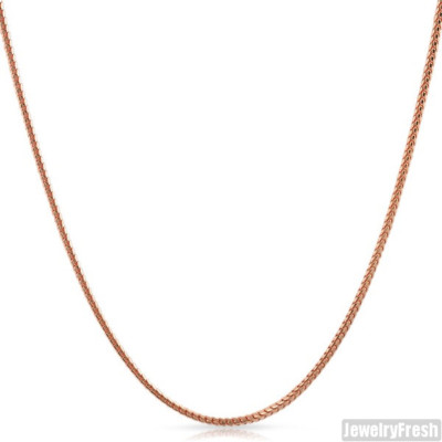 1.5mm 14k Rose Gold Finish 925 Silver Franco Chain Necklace