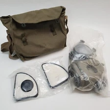 Vintage Czech 10/10m Gas Mask w/ Filters, Haversack Bag SEALED 1973