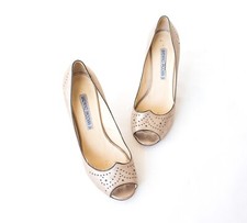 Leder Luciano Padovan Peep Toes Gold Peeptoes Nude Brautschuhe High Heel Pumps