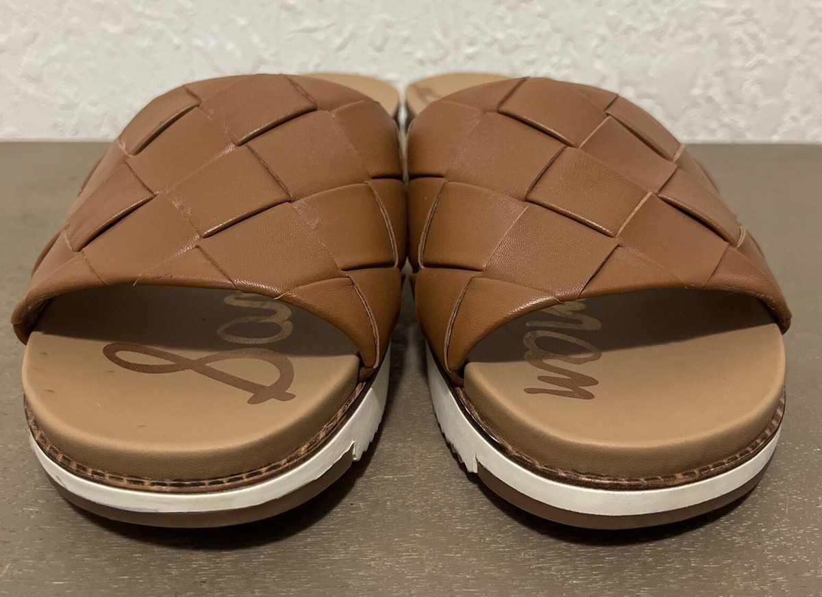 Sam Edelman Adaley Woven Platform Sport Slides Saddle Leather Women’s Size  M