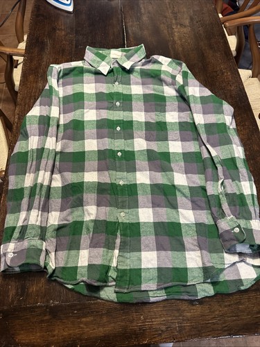 Club Room Mens Green Cotton Button Down Shirt Plaid Long Sleeve FLANNEL 2XL