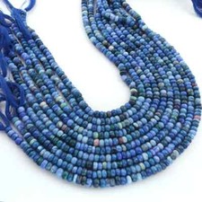 2 Strand Shaded Blue Opal Roundelles, Smooth Beads, 13 Inches, 5-6mm Opal Rounde