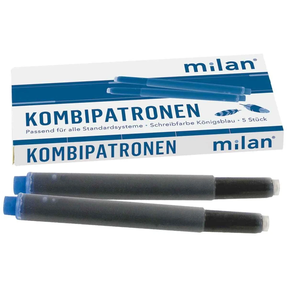 MILAN Kombi Tintenpatrone blau 5 Stück für LAMY PELIKAN ONLINE uvm.