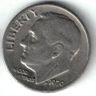 USA - 1970P - Dime - Roosevelt - Low Mintage, No Mint Mark - #20756