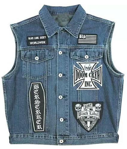 BLS BLUE DENIM BIKER VEST | eBay