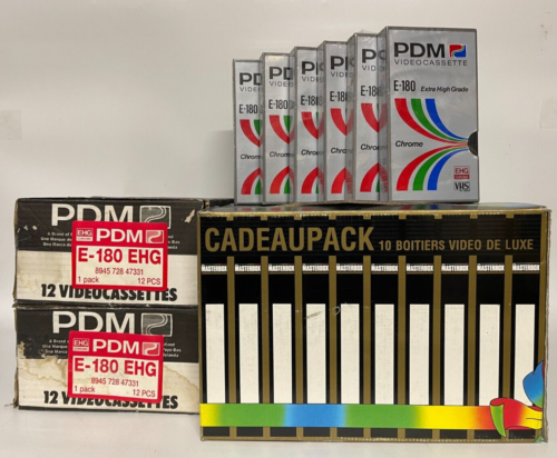 30x Neue VHS-Bänder PDM E-180EHG & 30x PDM Aufbewahrungsboxen - VHS Videobänder - Picture 1 of 9